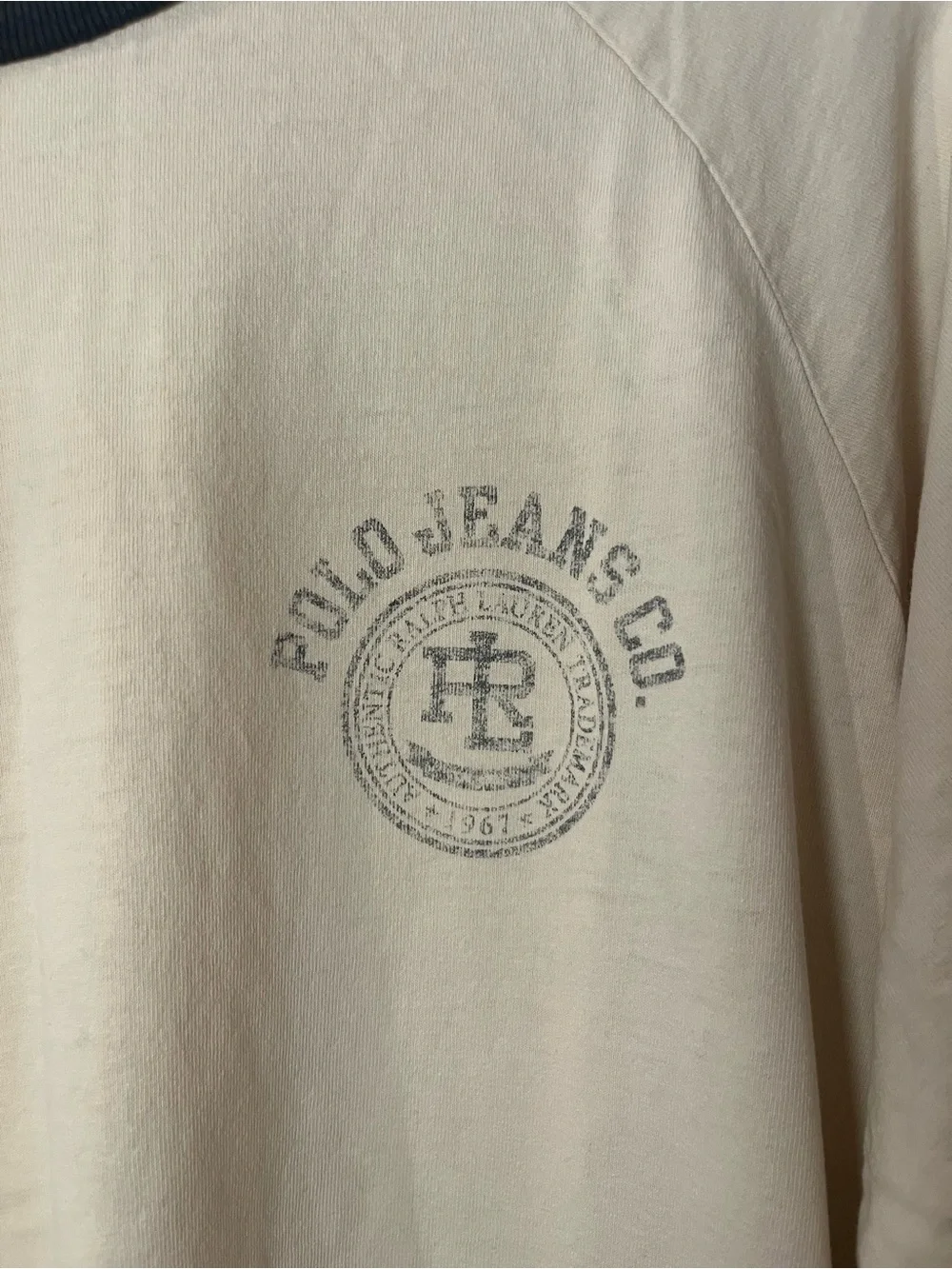 Polo by Ralph Lauren Cream Short-Sleeve Tee with Black Trim